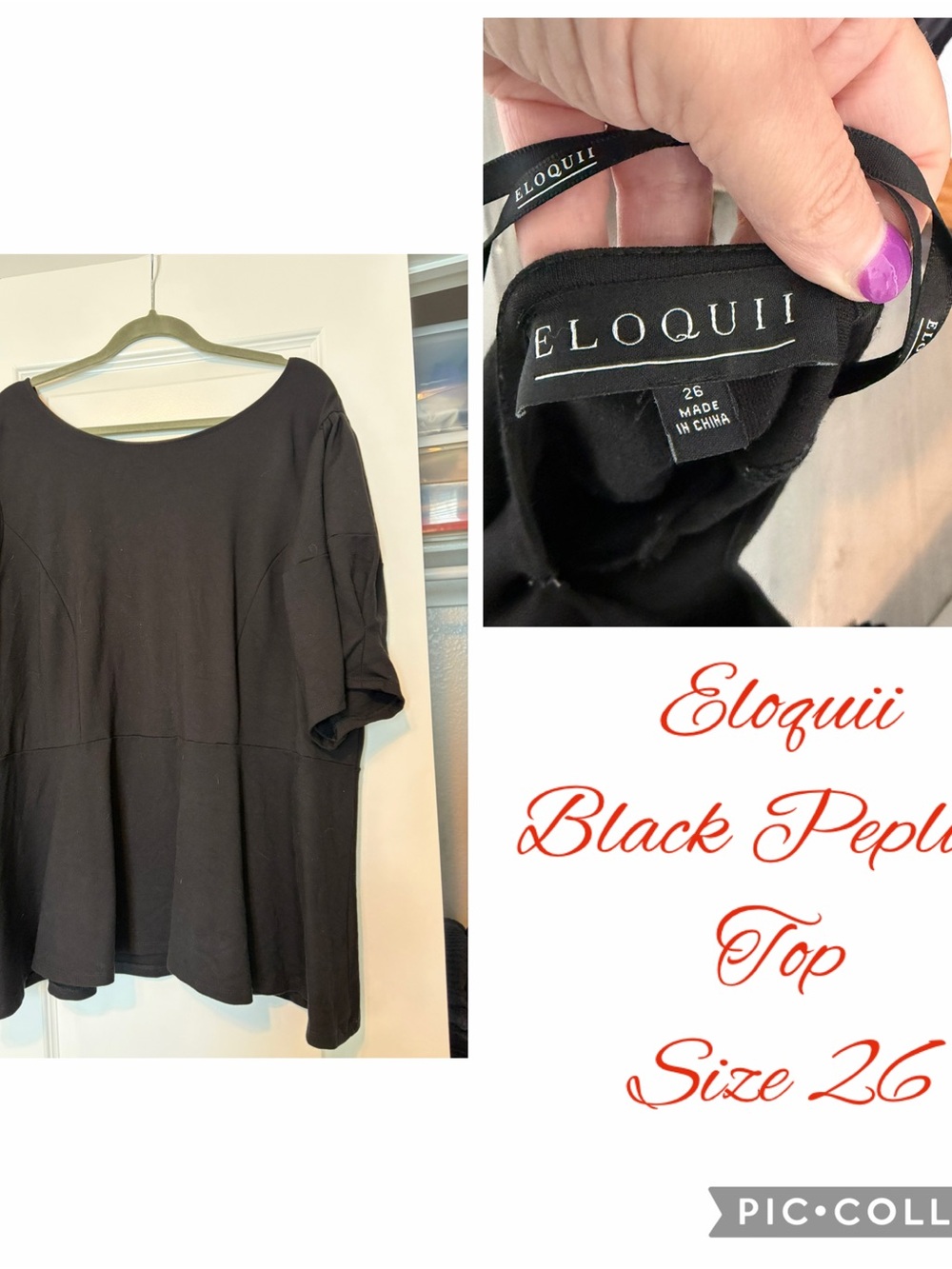 Eloquii Black Peplum Scoop Neck Tunic